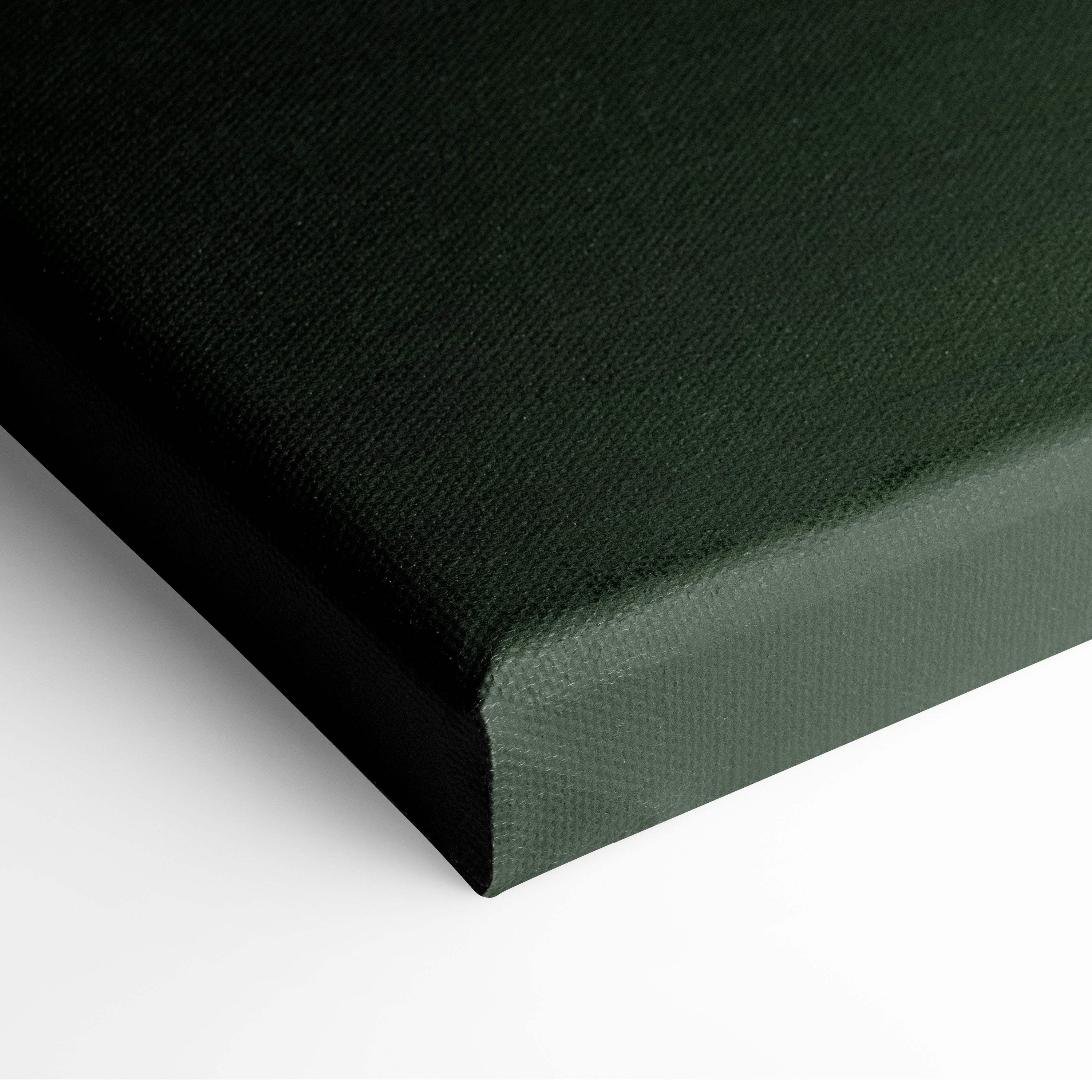 Retrowave neon palm highway canvas art print in dark green canvas with textured surface and black edges wall decor