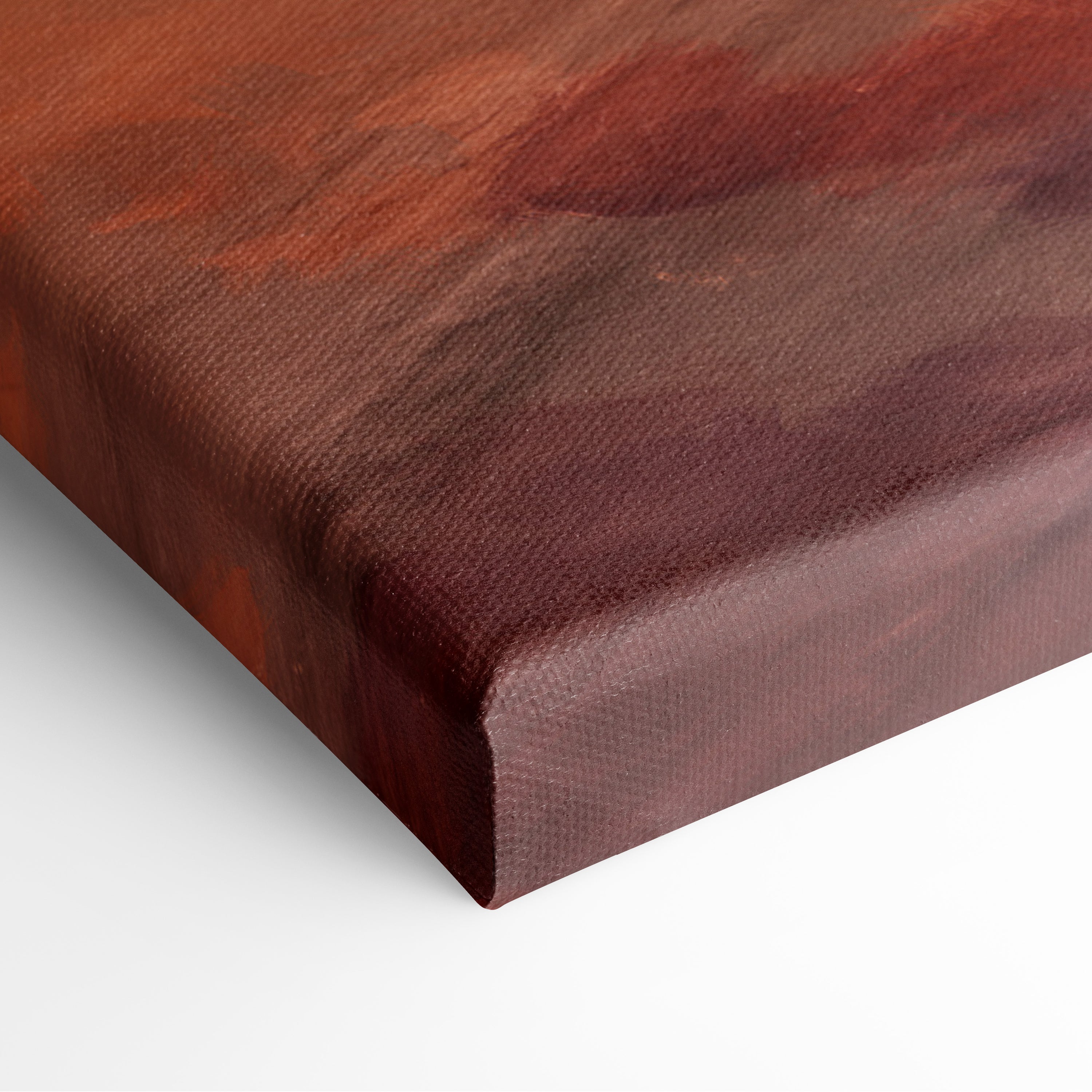 Fiery sunset dancer canvas wall art print with rich deep red textured surface and visible weave for warm boho bedrooms