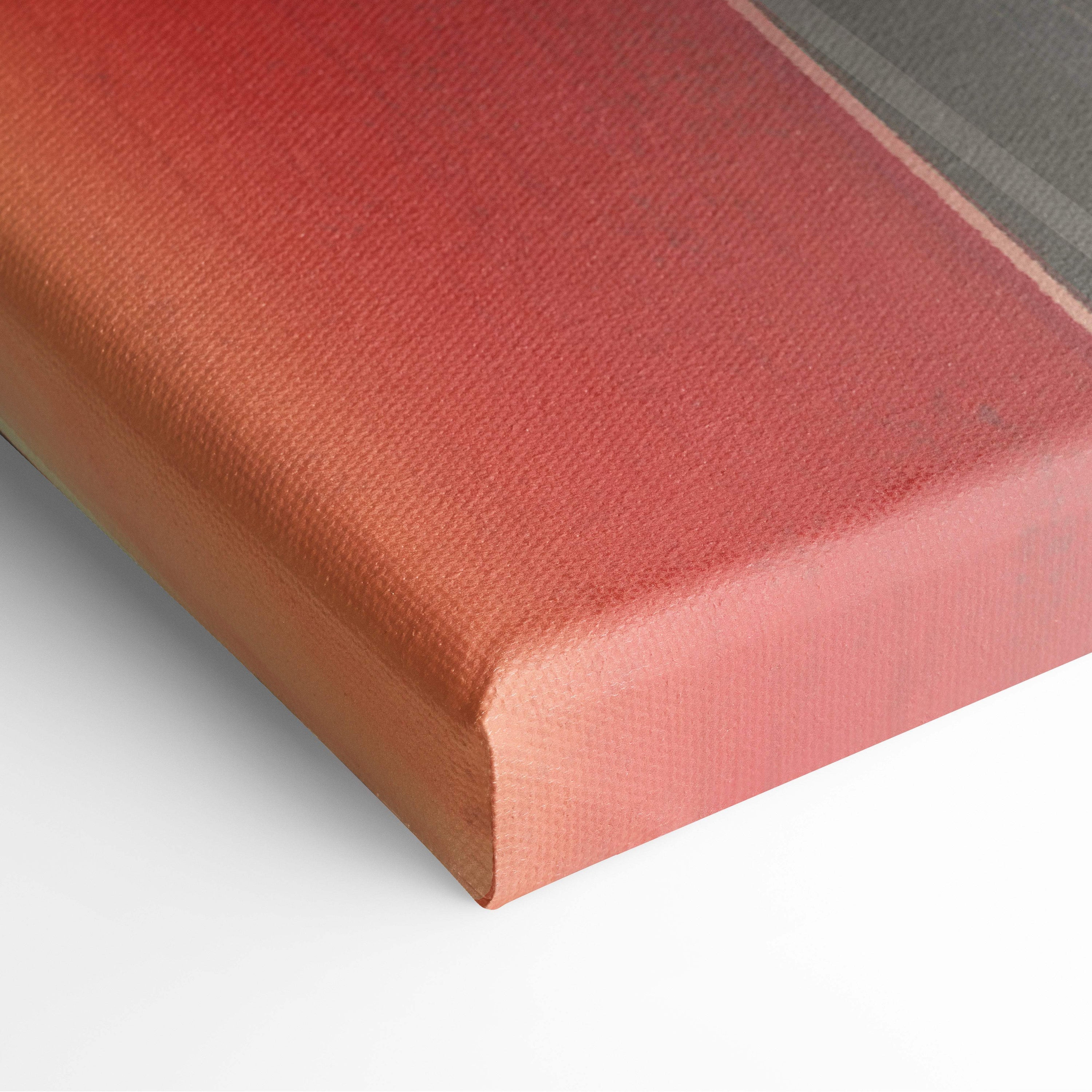 Japanese anime street canvas wall art print featuring a warm red and orange gradient textured design with gray frame