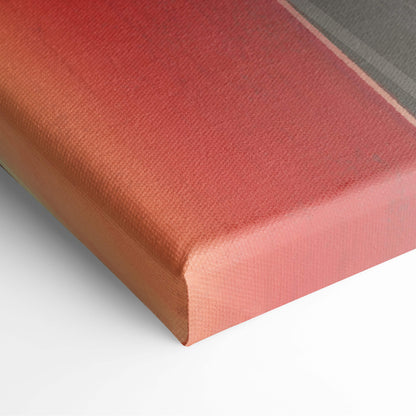 Japanese anime street canvas wall art print featuring a warm red and orange gradient textured design with gray frame