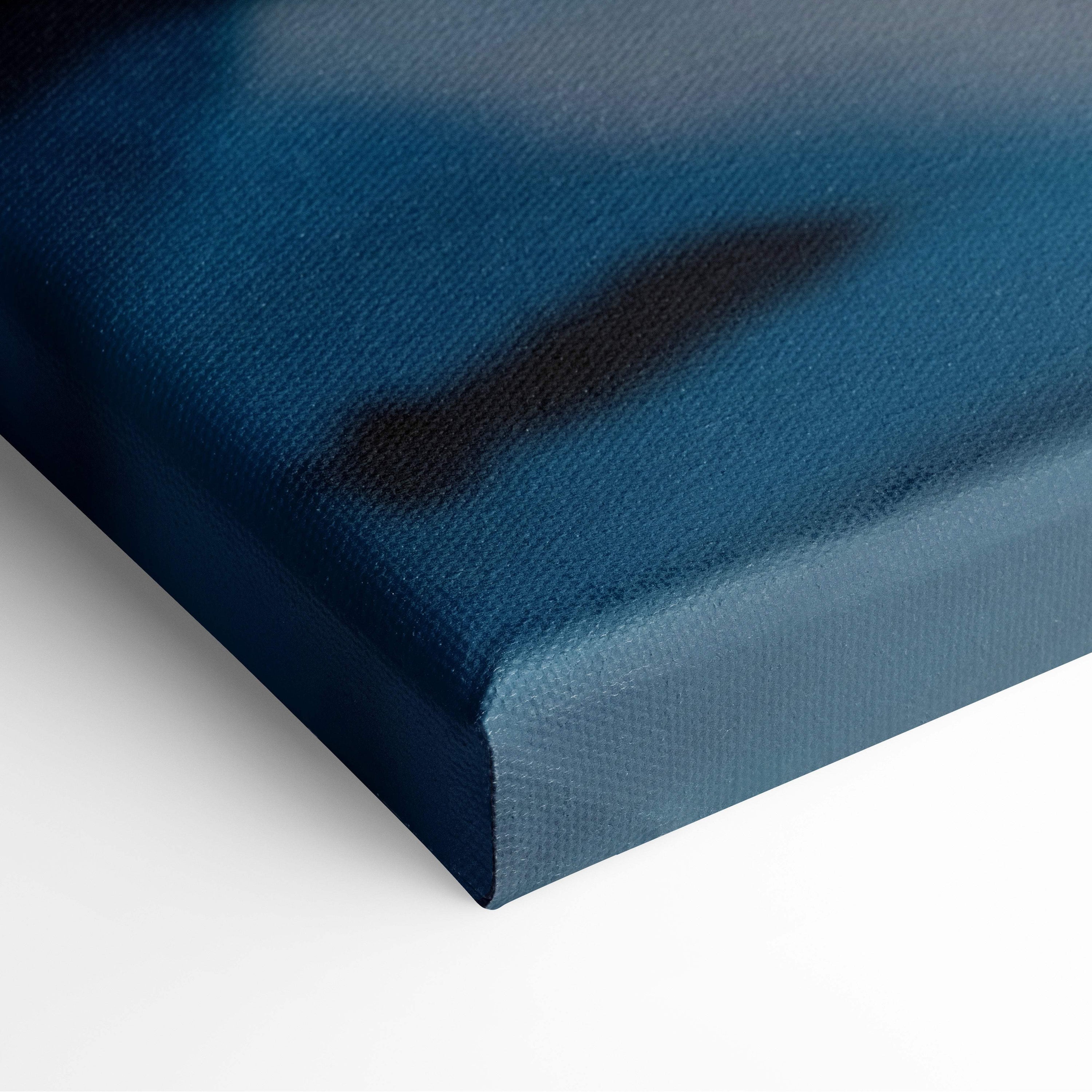 Motivational mountain canvas wall art with deep blue textured surface and subtle dark streak for inspirational decor