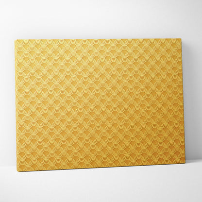 Seamless gold Art Deco scallop pattern canvas in yellow tones