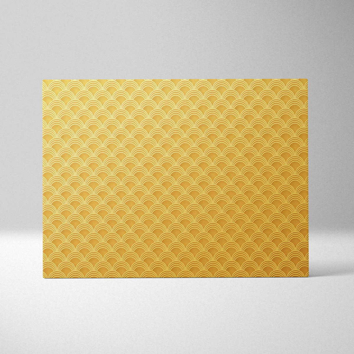 Golden art deco scallop pattern canvas wall art in metallic yellow tones