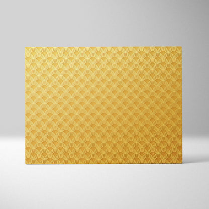 Golden art deco scallop pattern canvas wall art in metallic yellow tones