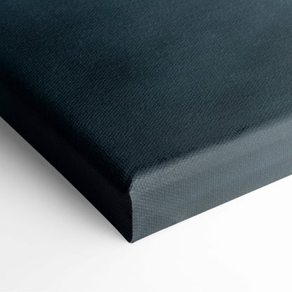 Dark teal canvas print with textured woven surface and raised edges featuring haunted gothic cathedral ghost design