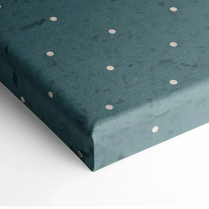 Teal canvas print with metallic silver polka dots, retro pattern wall art