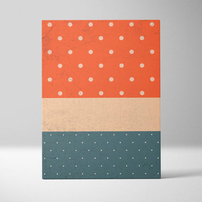 Retro polka dot canvas wall art in burnt orange, beige, teal, white dots