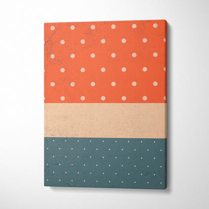 Retro polka dot canvas wall art in burnt orange, beige, teal, white dots