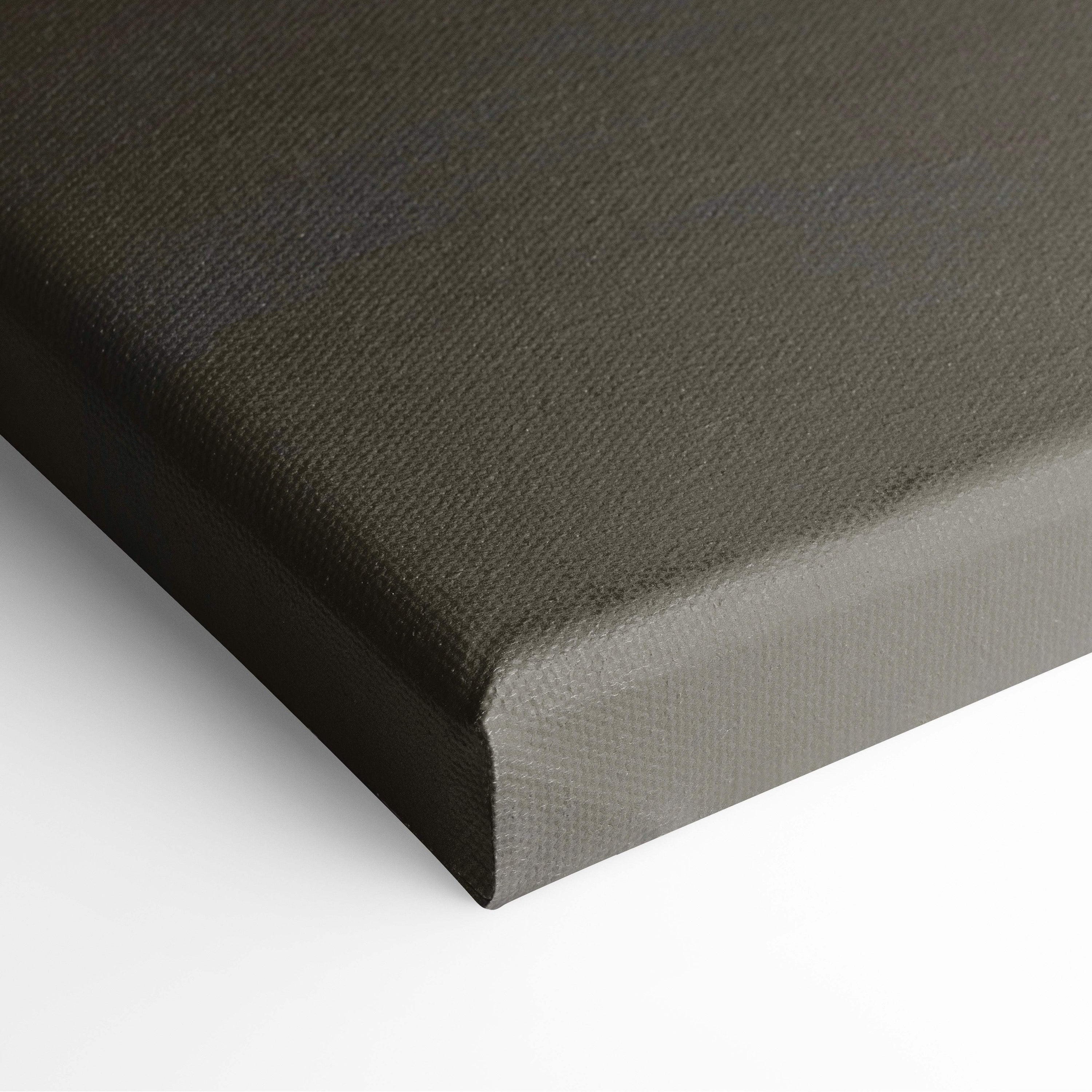 Contemporary flower head canvas wall art with dark gray textured woven surface and slightly raised edges