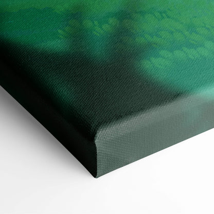 A green meadow tree canvas wall art print with textured brushstrokes in gradient green hues for peaceful interiors
