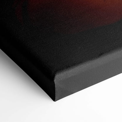 Black canvas print with textured surface and deep red gradient for epic samurai battlefield wall art decor