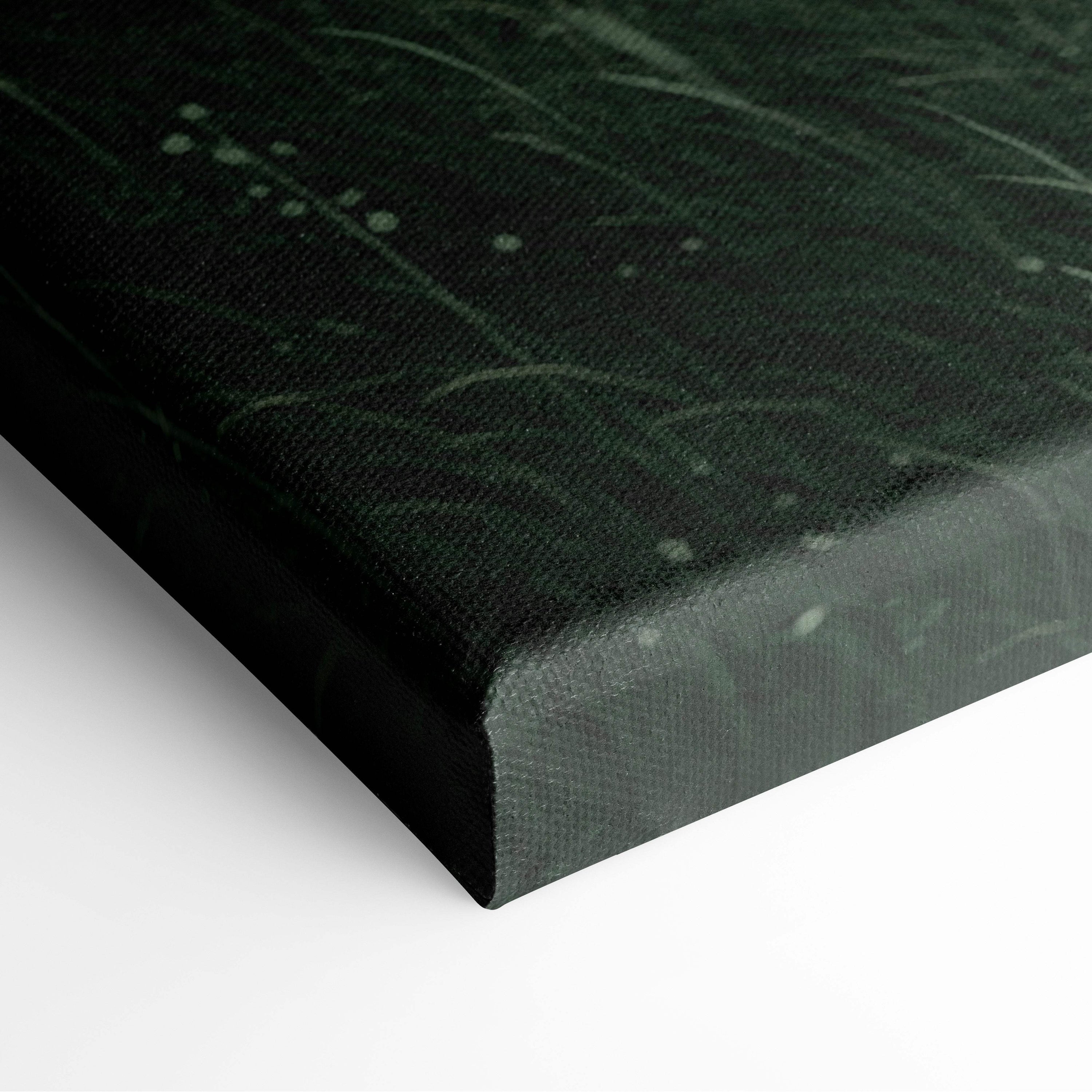 Dark green canvas print with white speckles and wispy lines for contemporary fantasy reading wall art kids room decor