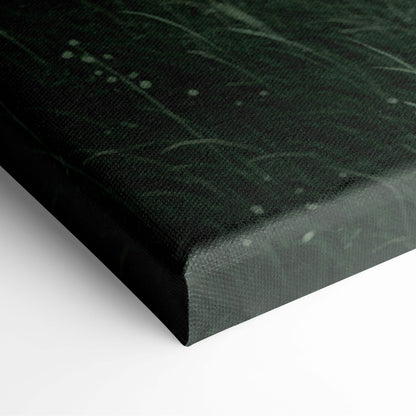 Dark green canvas print with white speckles and wispy lines for contemporary fantasy reading wall art kids room decor