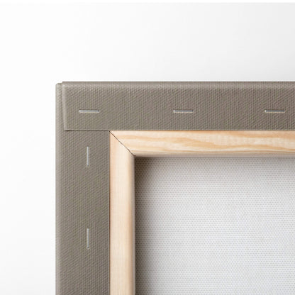 Gray canvas frame with light wood border featuring contemporary green butterfly botanical hand print wall art