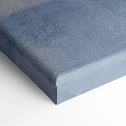 Contemporary ocean window canvas wall art in textured blue with subtle gradient and visible weave for coastal decor