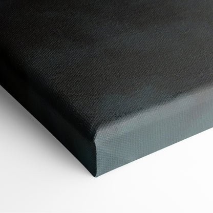 Black canvas print with textured surface and raised edges featuring futuristic blue sports car digital art for modern interiors