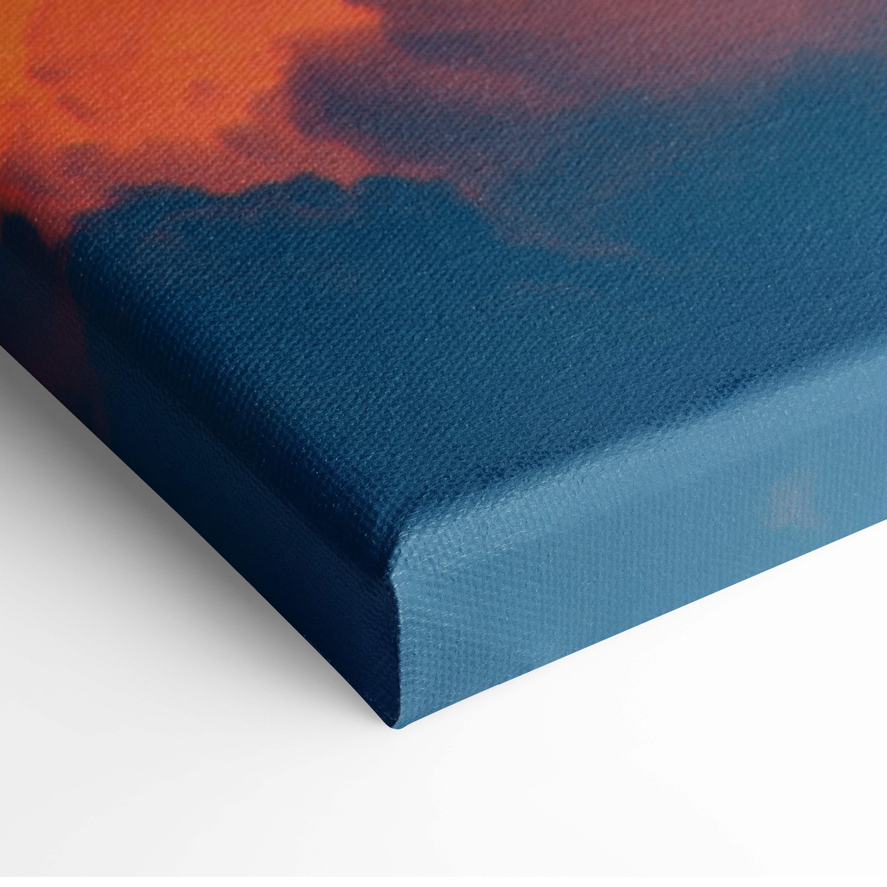 Epic dragon vs angel canvas art with fiery orange to deep blue gradient sky on textured sturdy canvas print