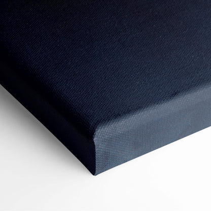Dark fantasy dragon canvas wall art with textured dark navy woven surface and slightly raised edges for mythical decor