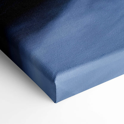 Blue canvas wall art with gradient from navy to light blue featuring textured fabric for motivational ocean sunset decor
