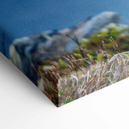 Motivational progress not perfection canvas wall art with blurred green and brown grasses under deep blue sky for office or gym decor