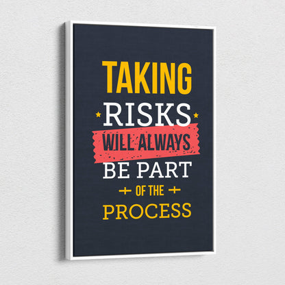 A framed motivational wall art print with bold yellow and white text on dark navy for office or home decor