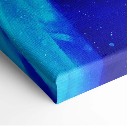 Cosmic soul ascension canvas art features a vibrant blue gradient with textured abstract cosmic design for wall decor