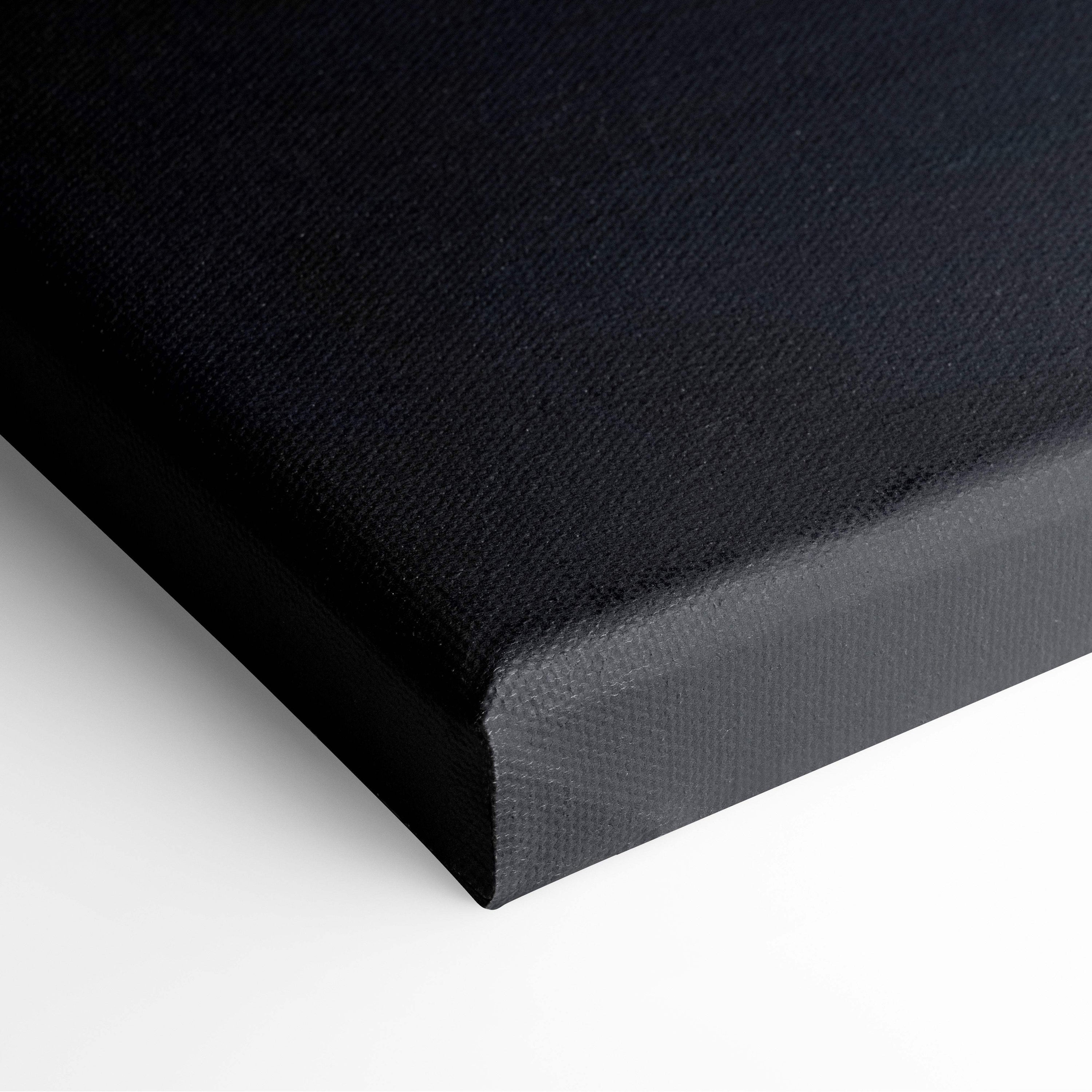 Dark fantasy ruins black canvas print with textured woven surface and thick gallery-wrapped edges for gothic decor