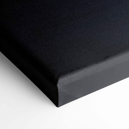 Dark fantasy ruins black canvas print with textured woven surface and thick gallery-wrapped edges for gothic decor