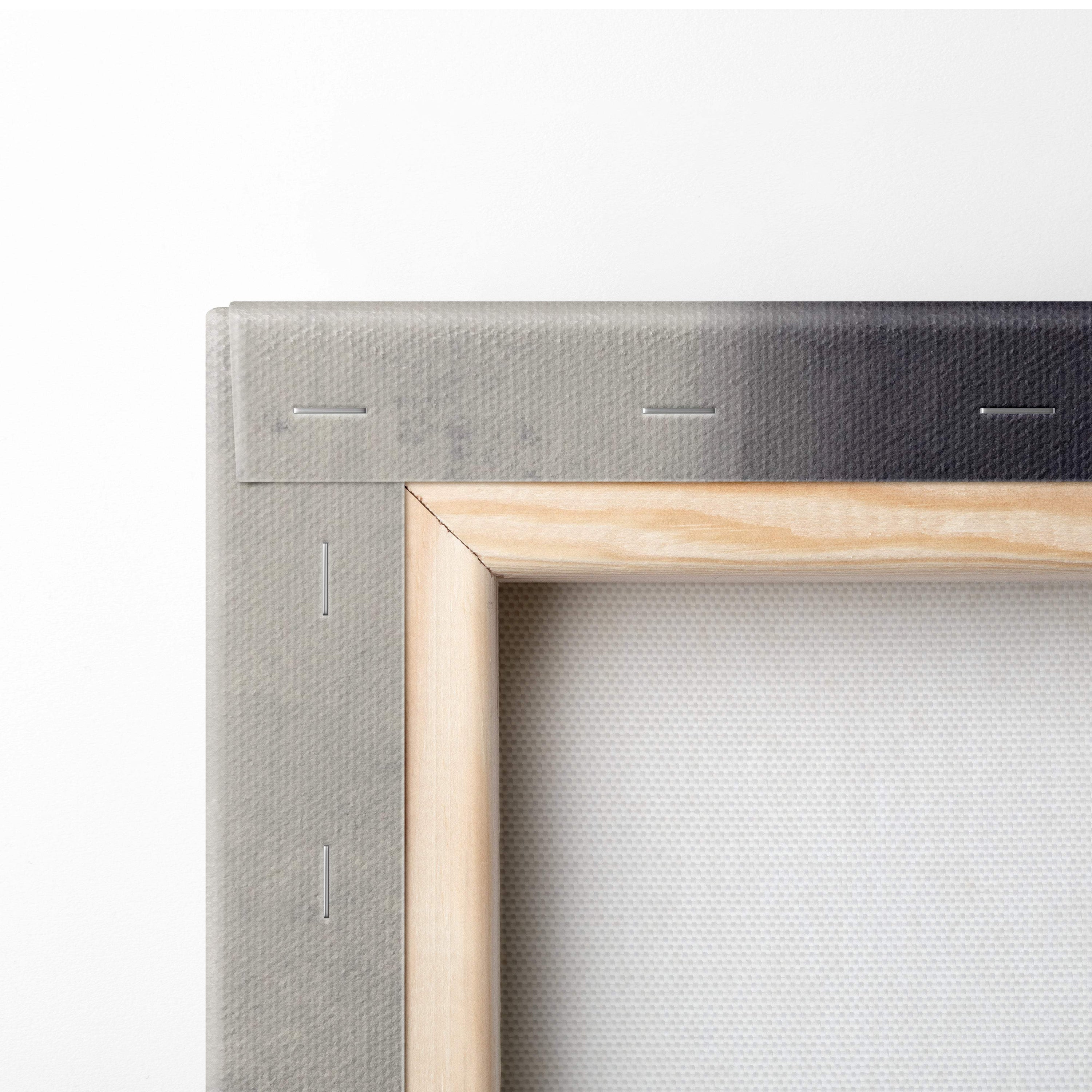 Contemporary silence canvas wall art with light wood frame gray textured canvas and subtle stitching for modern decor