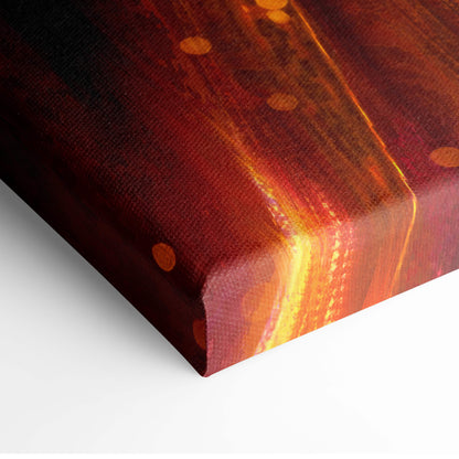 Divine golden archangel canvas art with textured abstract brushstrokes in deep reds oranges and golds for dramatic wall decor