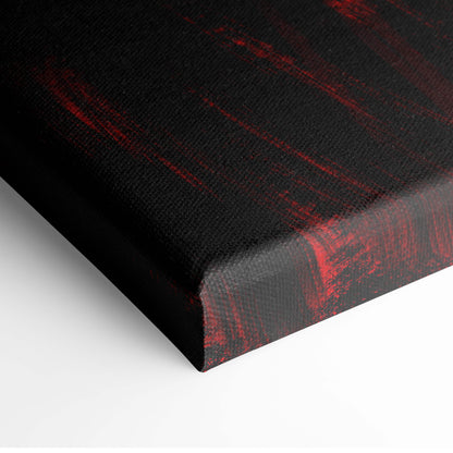 Dark crimson gunslinger canvas art featuring bold red brushstroke patterns on black canvas for dramatic wall decor