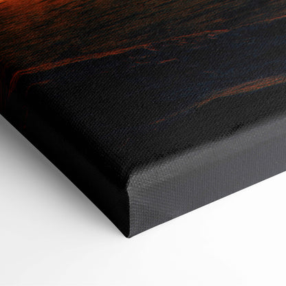 Fiery dragon breath black canvas wall art with textured surface and subtle reddish-brown abstract brushstrokes