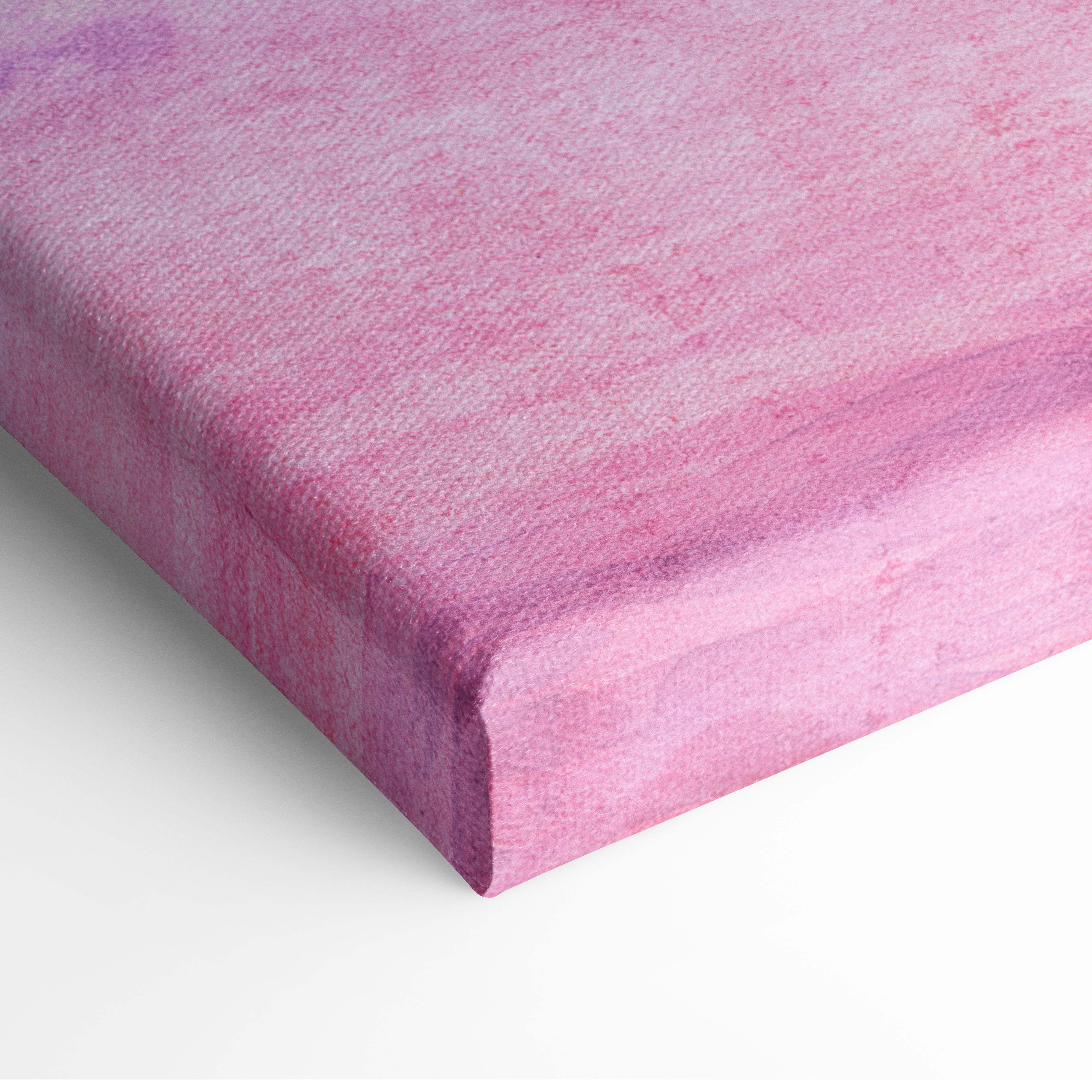 Pink purple sailboat canvas wall art featuring a soft pink watercolor textured gradient for calm coastal decor
