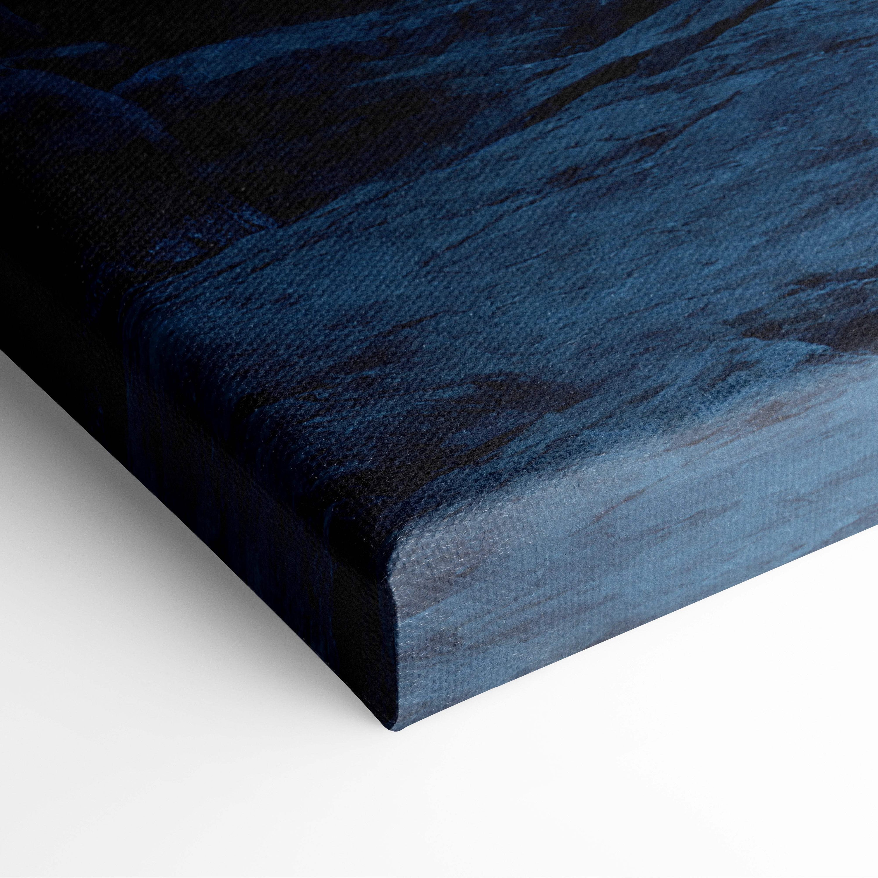 Deep blue textured canvas print with subtle gradient and visible weave for floating castle storm fantasy wall art