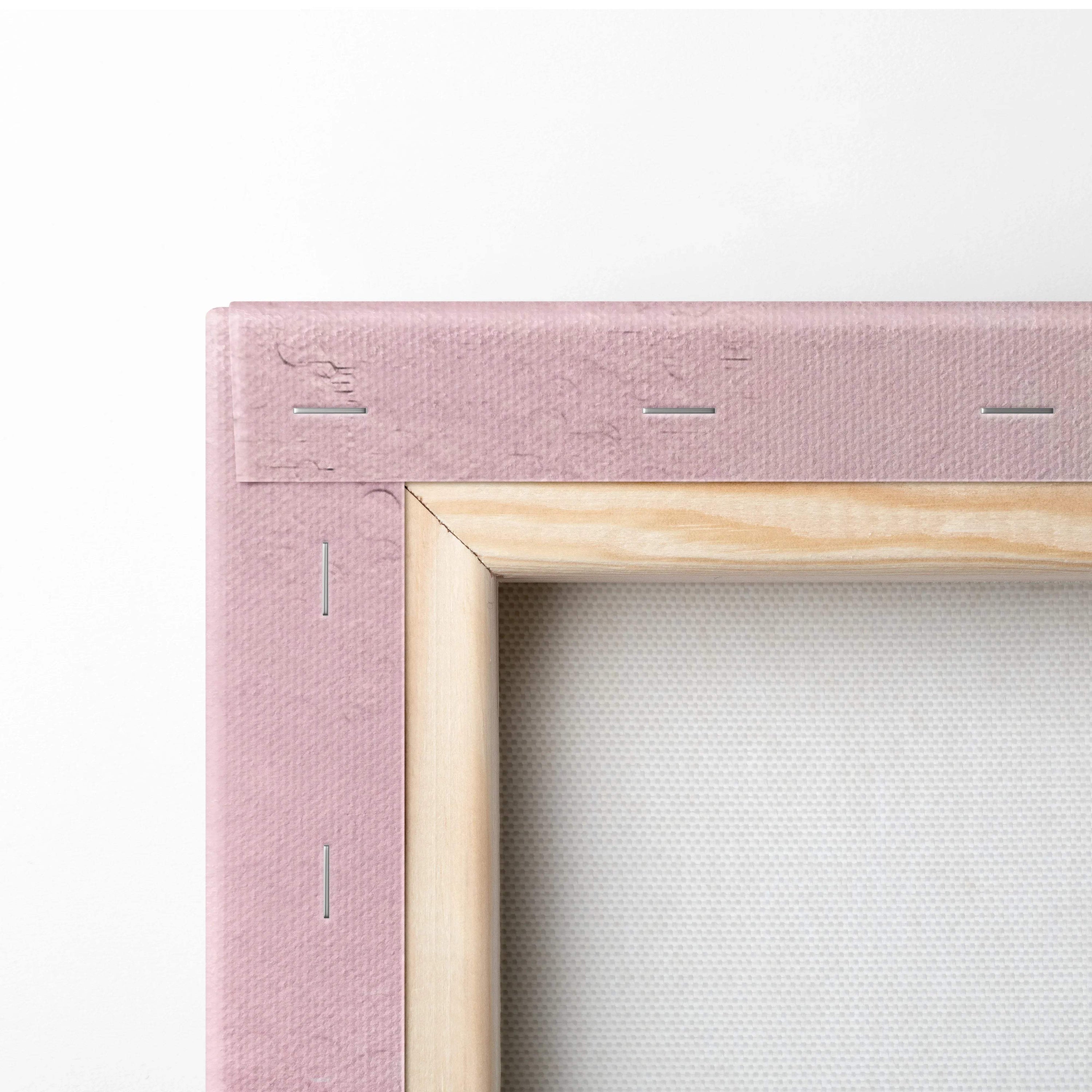 Pink impasto abstract landscape canvas art in wood frame