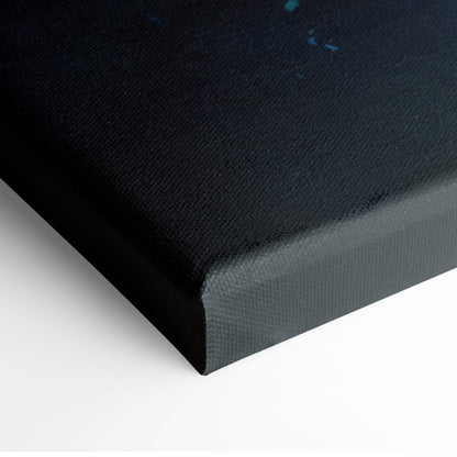 Black canvas print with textured surface and subtle blue speckles dragon skull fantasy creature wall art