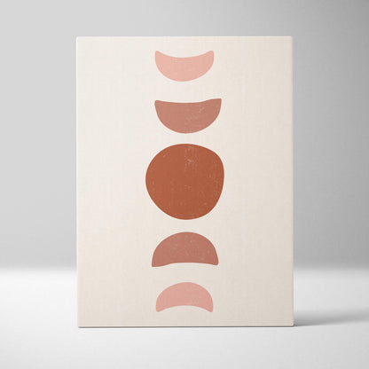 Minimalist geometric balance wall art with terracotta and blush moon phases on off white canvas for boho home decor