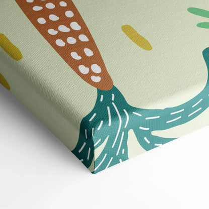 Stylized orange corn cob canvas print on mint-green background