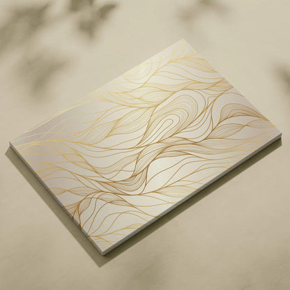 Elegant gold line wave pattern canvas wall art on off-white background
