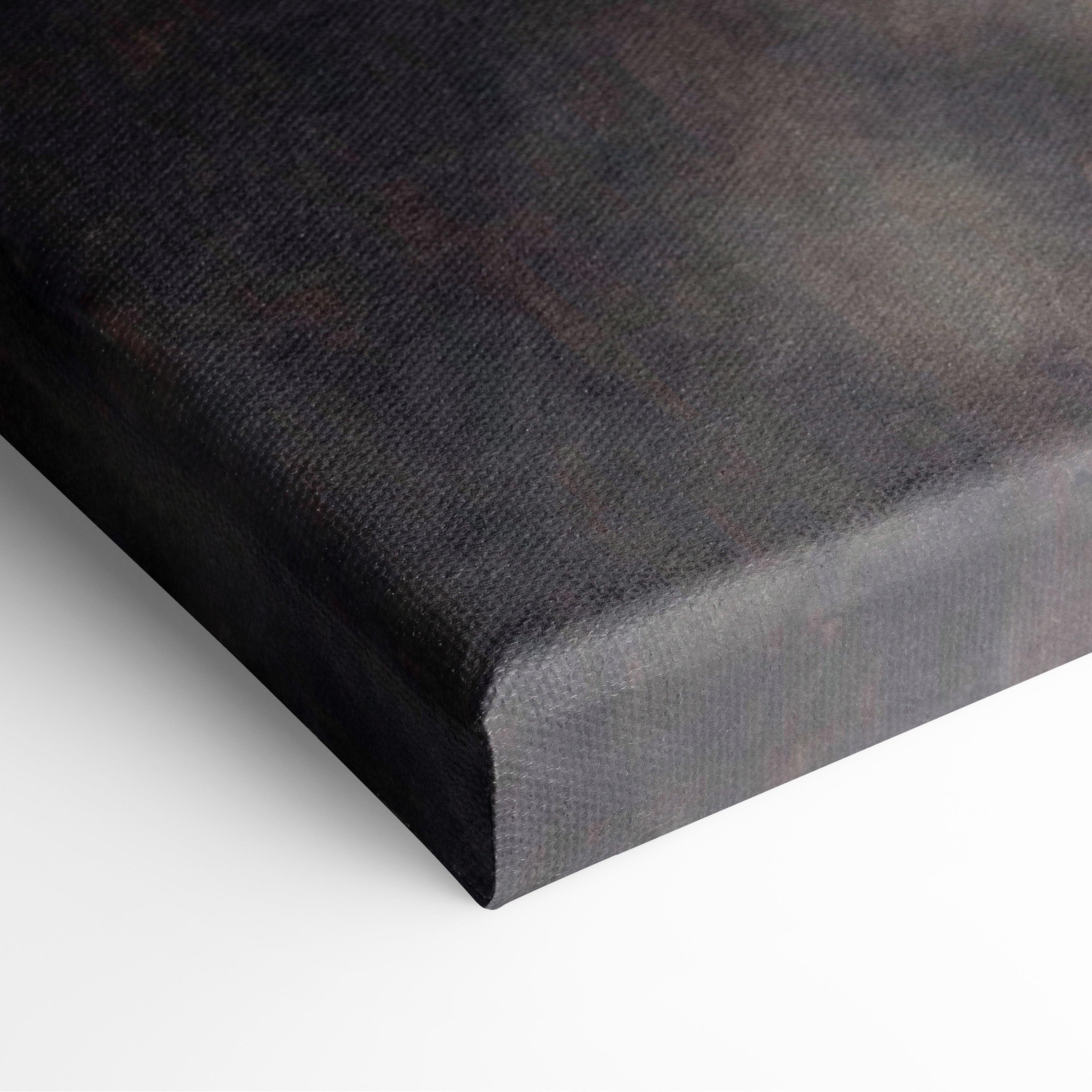 Black canvas print with textured matte finish featuring infernal gate dark fantasy landscape and fiery portal artwork