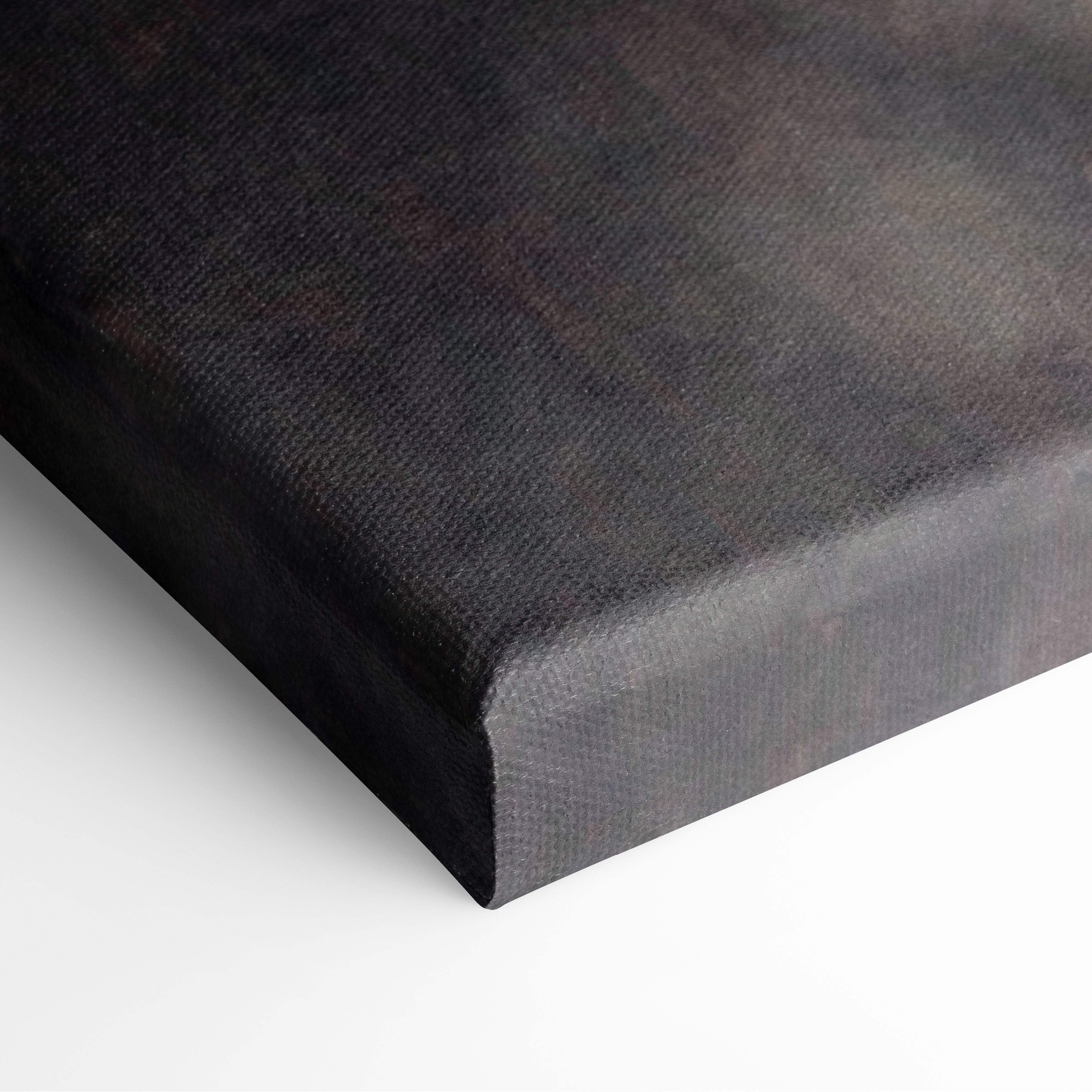 Black canvas print with textured matte finish featuring infernal gate dark fantasy landscape and fiery portal artwork