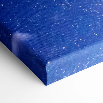 Deep blue canvas wall art featuring a starry night sky design with inspirational dream quote for bedroom office decor