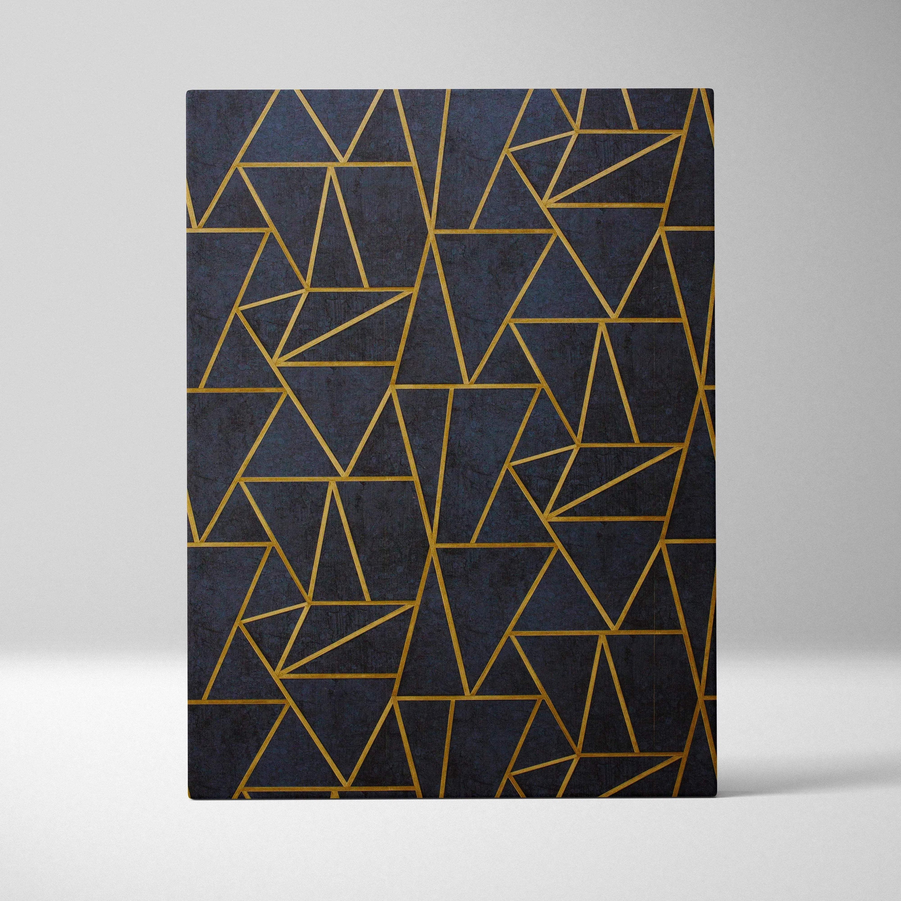 Luxury gold geometric triangle art deco canvas wall art on navy