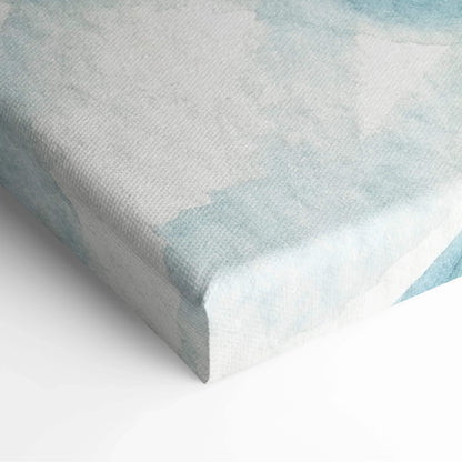 Misty Mountain Landscape watercolor canvas print in serene blue teal tones