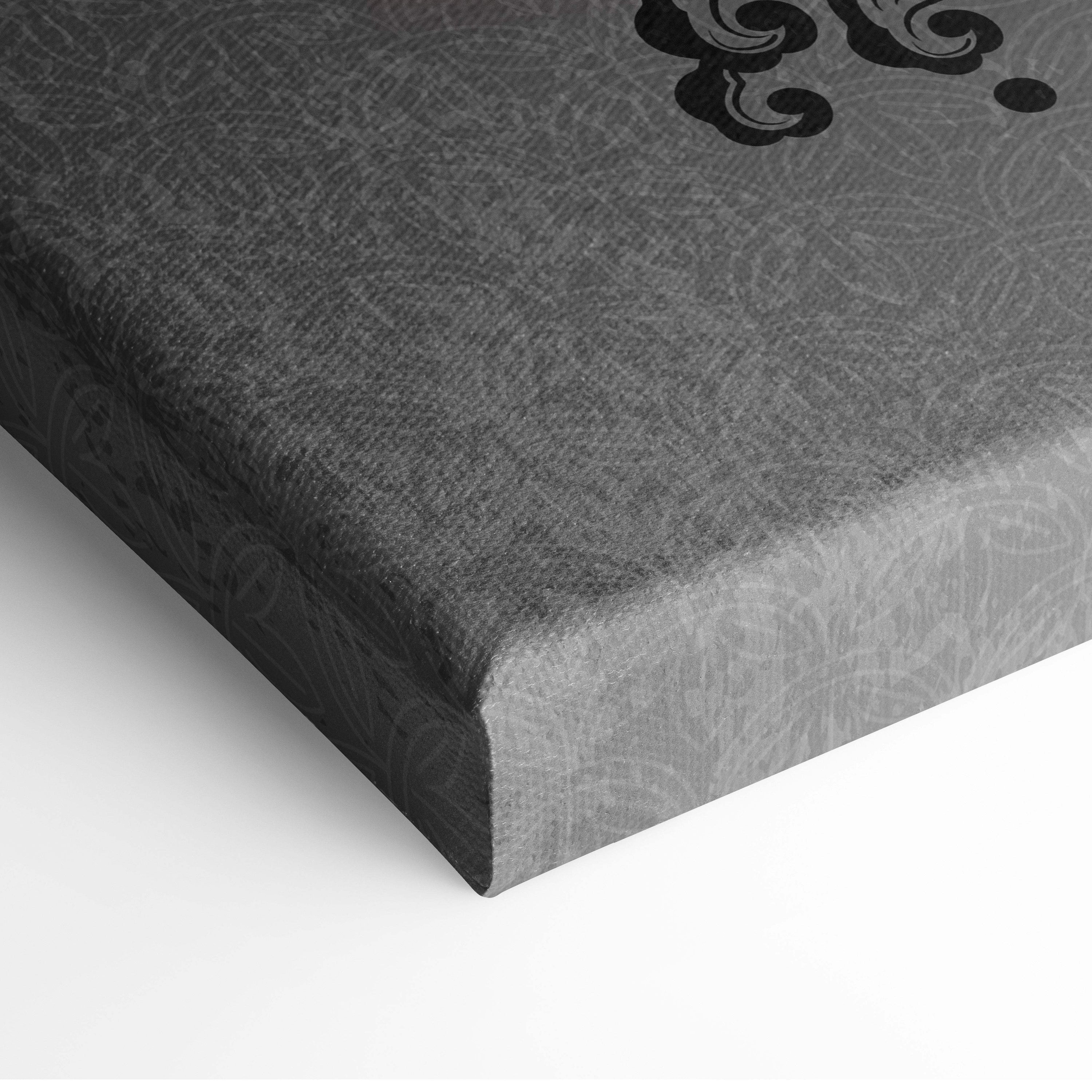 Gray japanese dragon canvas wall art with gray textured canvas and subtle black ornamental patterns for zen decor
