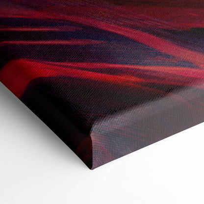 Dark angel warrior canvas art featuring bold red and purple abstract brushstrokes on textured wall decor
