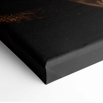 Dark seraphim angel black canvas print with textured surface and subtle brown pattern for gothic wall decor