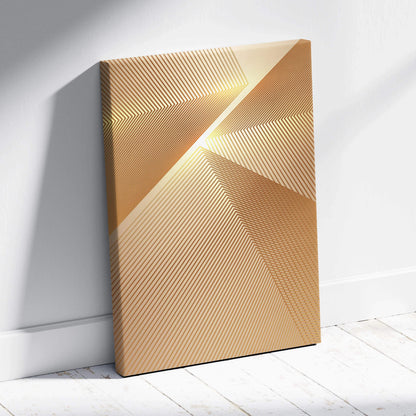 Modern gold geometric canvas with diagonal chevron lines and beige gradient