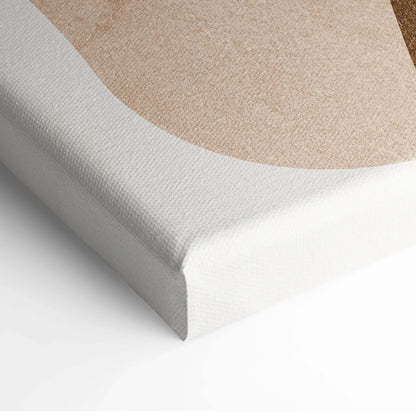 Minimalist beige curved shape on textured white canvas wall art