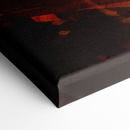 Apocalyptic Angel Warrior Canvas Art – Dark Fantasy Winged Knight in Fiery Red Inferno, Epic Celestial Battle Scene, Dramatic Abstract Digital Painting Wall Decor